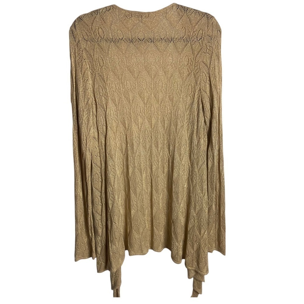 Belldini Size Xl Open Knit Cardigan Sweater Netural Brown Metallic Gold Boho - Picture 2 of 6